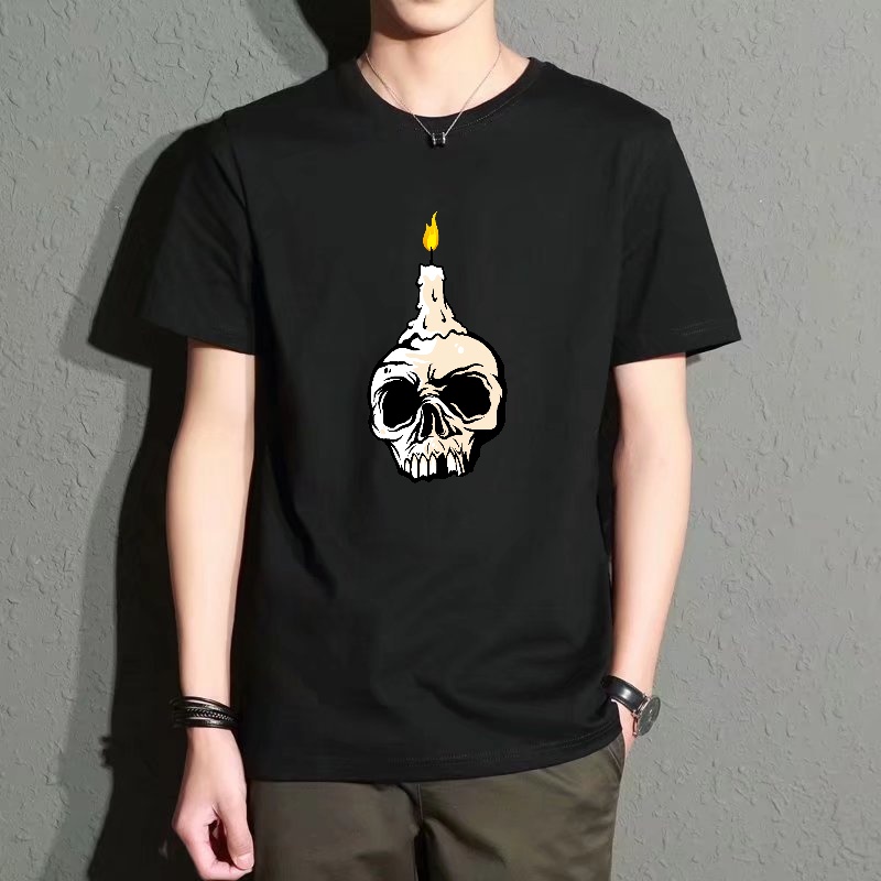 Black Tin Candle - Men's Black Round-Neck Short-Sleeved T-Shirt with