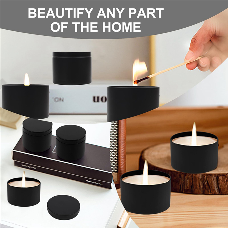 Black Tin Candle - A93E-48Pcs Black Candle Tins, 4Oz Empty