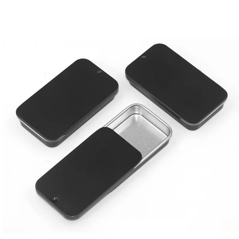 Black Tin Candle - 500pcs 50x25x11mm Metal Boxes Slide Top