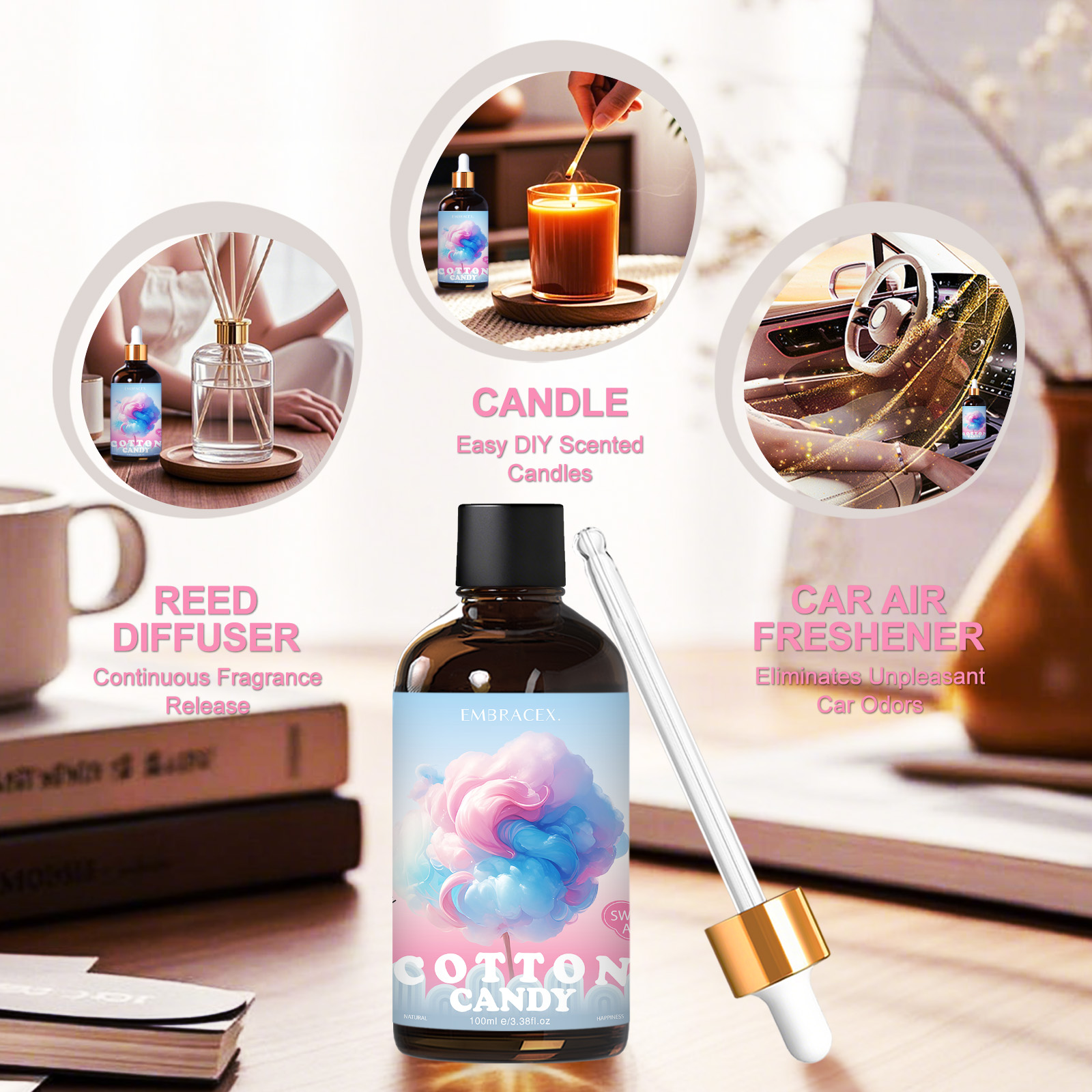 100ml Cotton Candy Essential O - Candle Souvenir ulasan dan harga