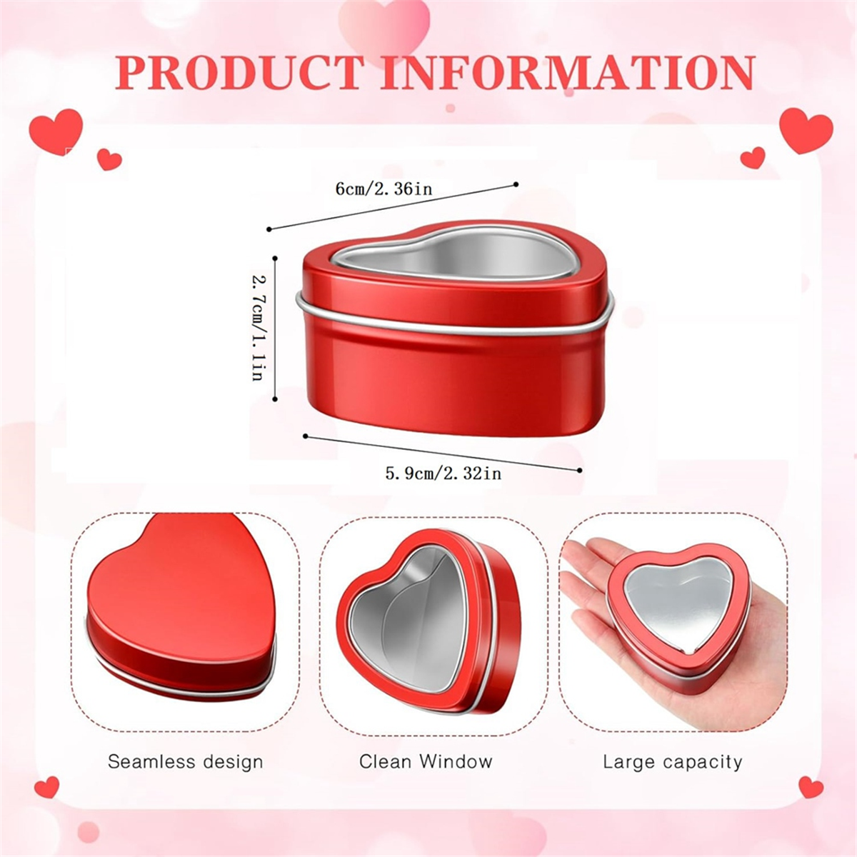 24Pcs 4Oz Heart Shaped Metal T - Metal Tin Lid 4Oz ulasan dan harga