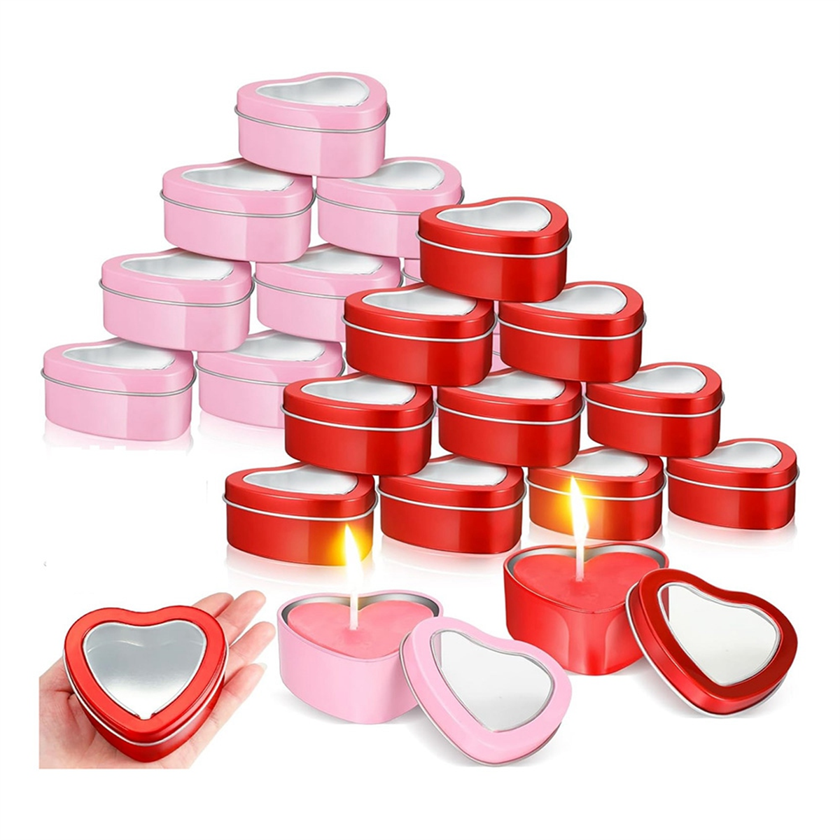 24Pcs 4Oz Heart Shaped Metal T - Metal Tin Lid 4Oz ulasan dan harga