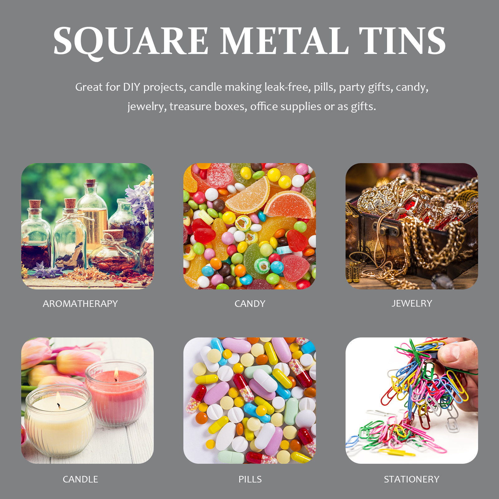 15Pcs Gift Packaging Boxes Squ - Metal Tin Lid 4Oz ulasan dan harga