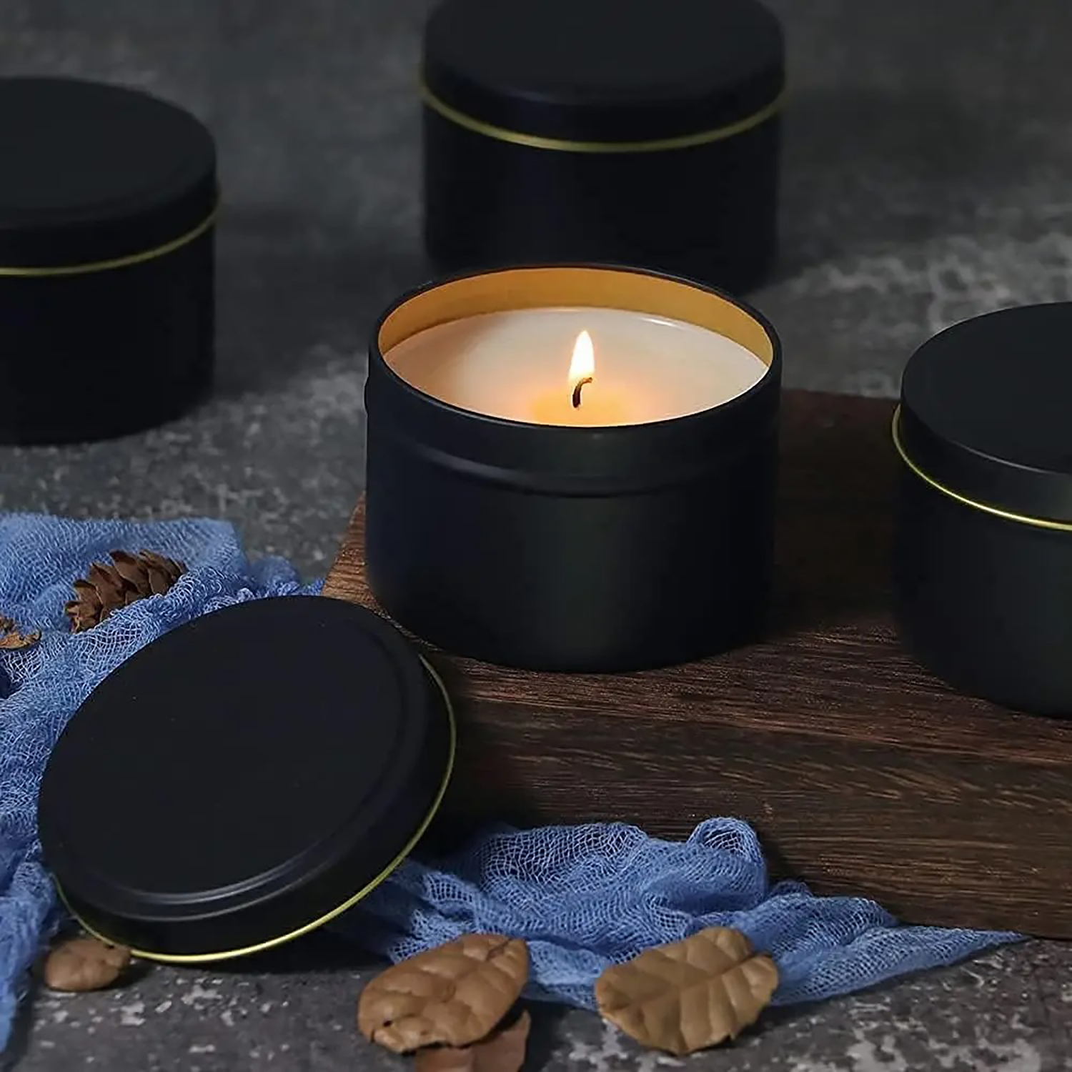 4oz/ 8oz Candle tins with lids - Black Tin Candle ulasan dan harga