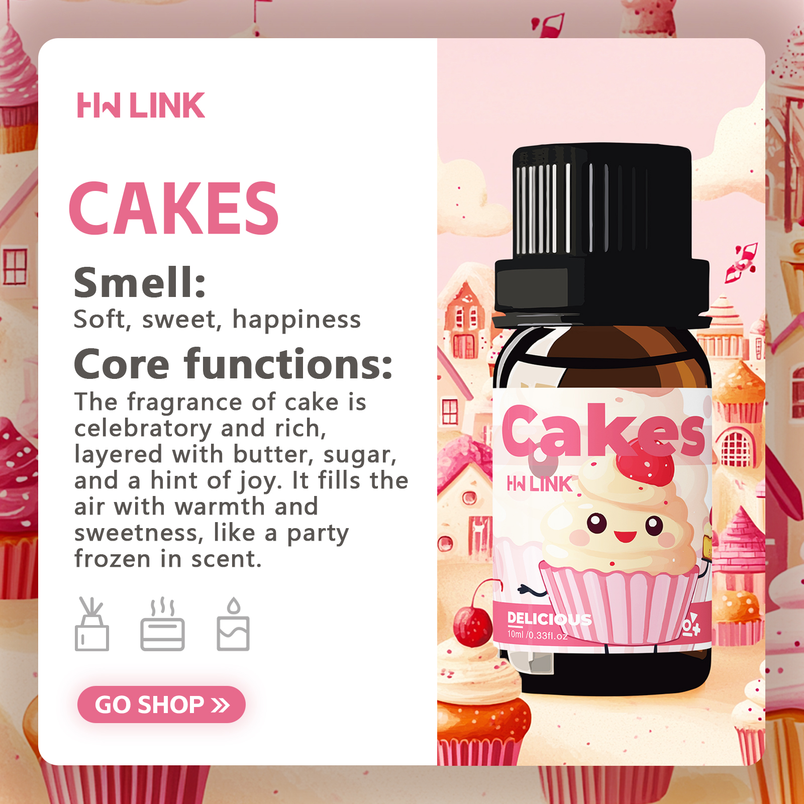 10ml Cakes Essential Oils Perf - Candle Souvenir ulasan dan harga