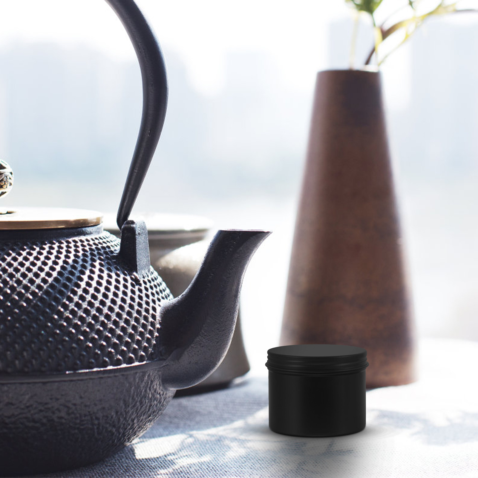 4Pcs Black Round Aluminum Tin  - Black Tin Candle ulasan dan harga