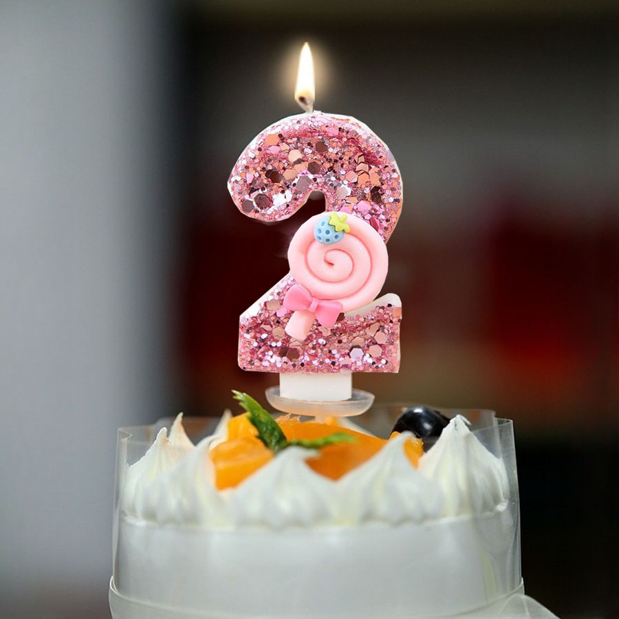 1pc Large 0-9 Numbers Pink Lol - Candle Souvenir ulasan dan harga