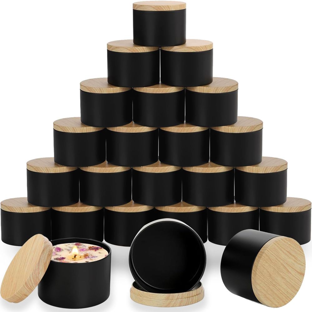 24-Piece 4oz Black Candle Tins - Metal Tin Lid 4Oz ulasan dan harga