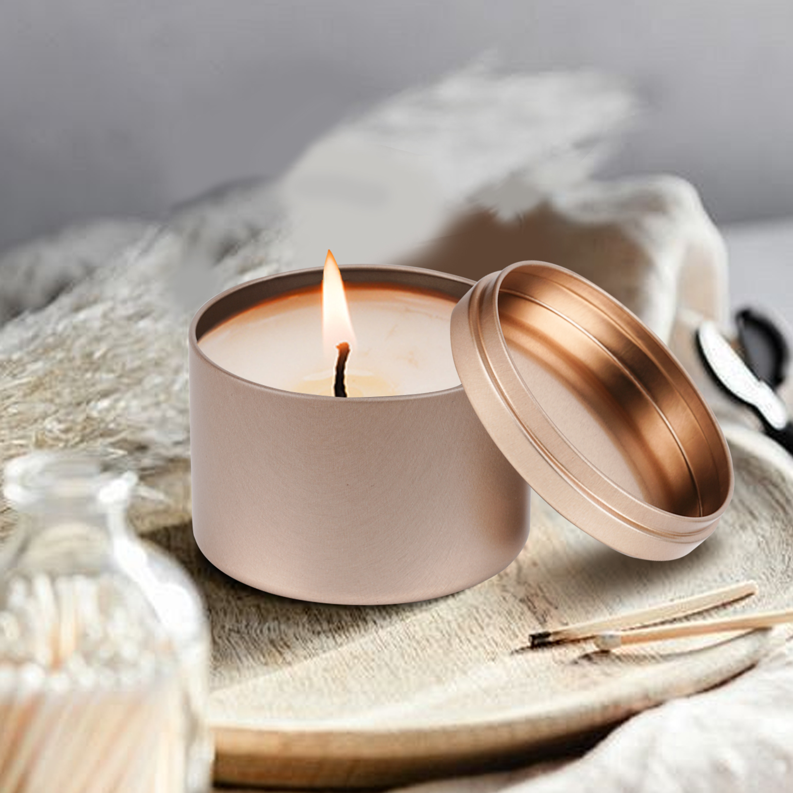 12/24-Pack rose Metal Candle T - Metal Tin Lid 4Oz ulasan dan harga