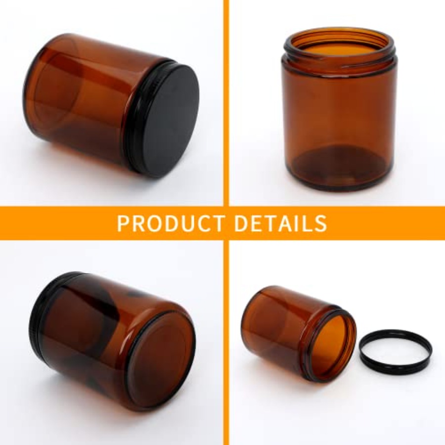 8oz Amber Candle Jars Set of 3 - Black Tin Candle ulasan dan harga