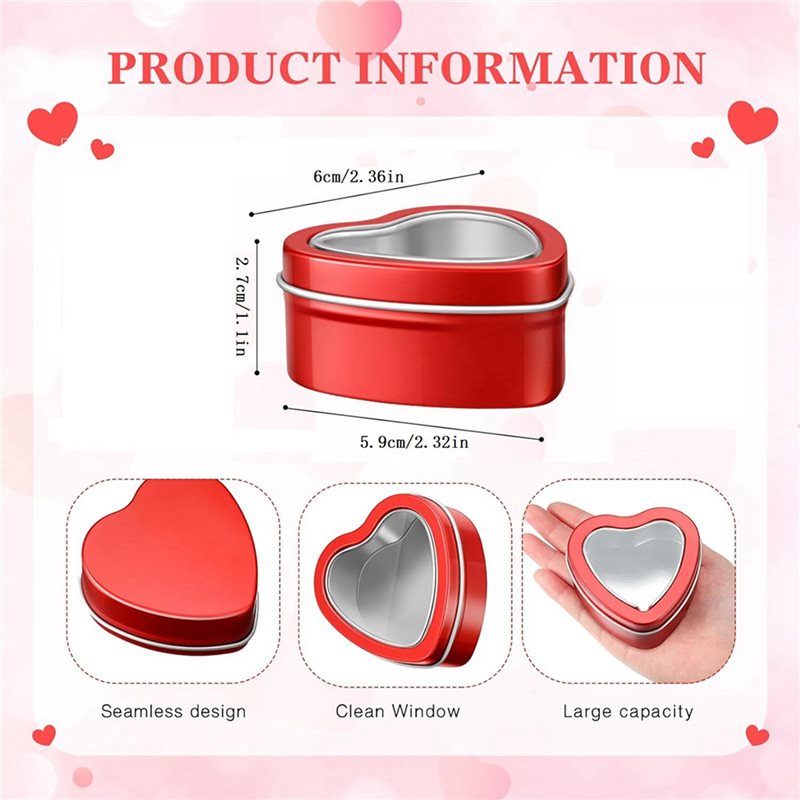A25F-96Pcs 4Oz Heart Shaped Me - Metal Tin Lid 4Oz ulasan dan harga